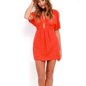 LuLus Game changer coral red dress